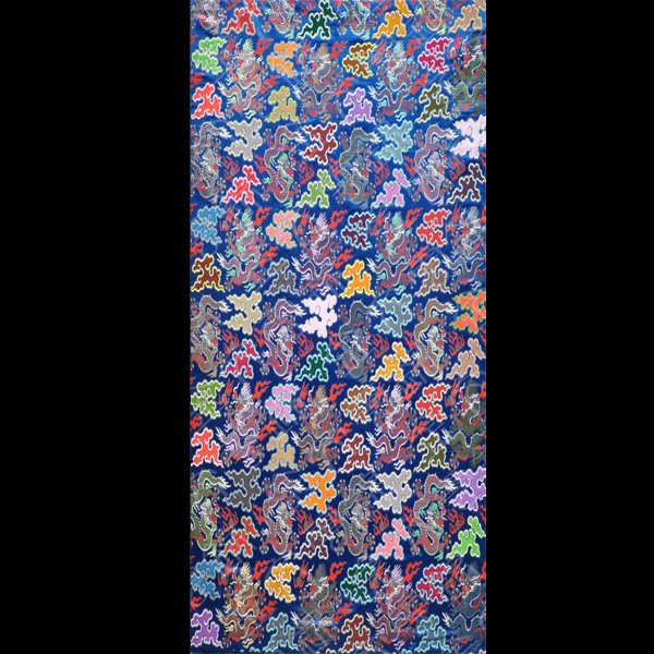 蓝地小云龙织锦妆花缎