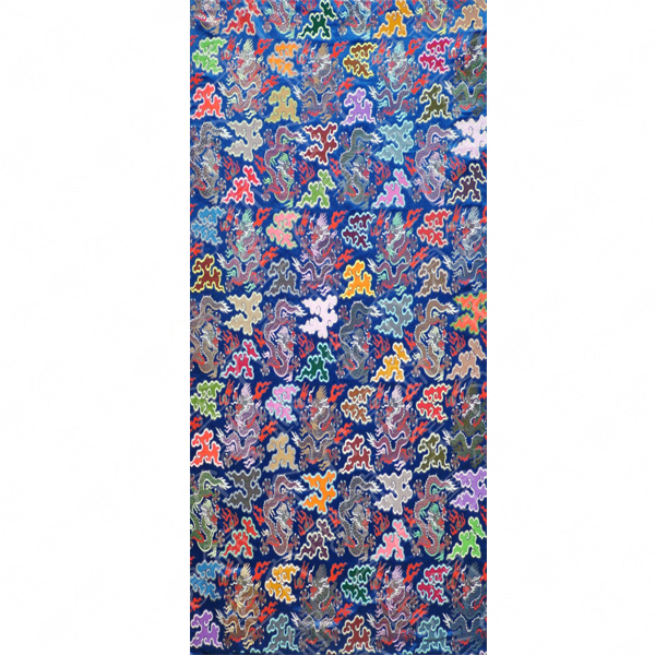 蓝地小云龙织锦妆花缎 蓝地小云龙织锦妆花缎